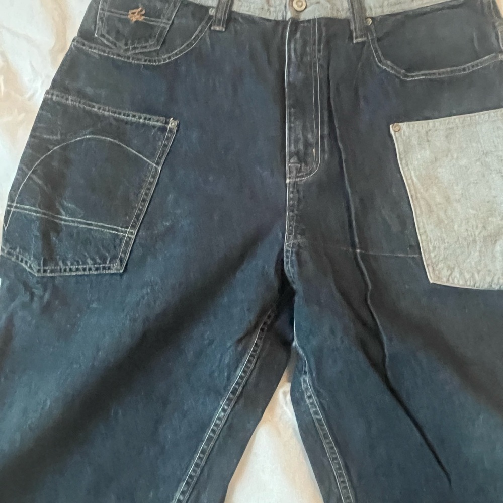 Rocawear Two-Tone Black and Light Gray Jean Shorts